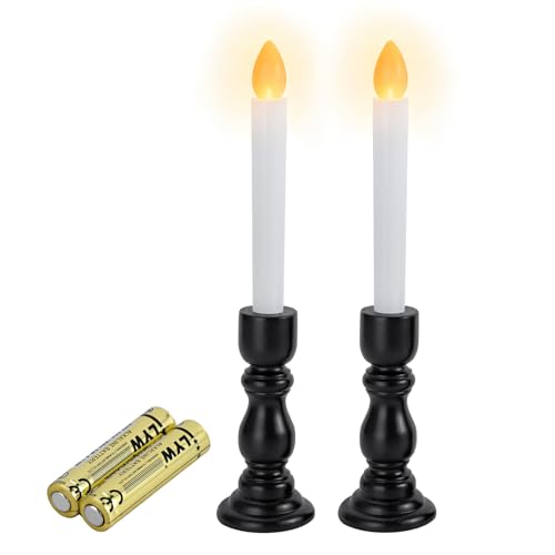 Umimile Buddhist Altar LED Candles, 2 Flameless Electric Candles, Batteries Included, Wooden Base, 90 Hours of Light, One-Touch Operation, Battery-Ope