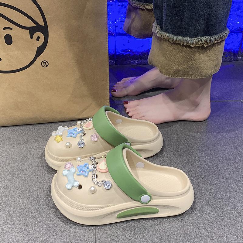 

EA интегрированные толстоподошвенные дырочные туфли для женского лета, для пляжа у моря, для девушек, с крутыми шлепанцами Баотоу 40-41