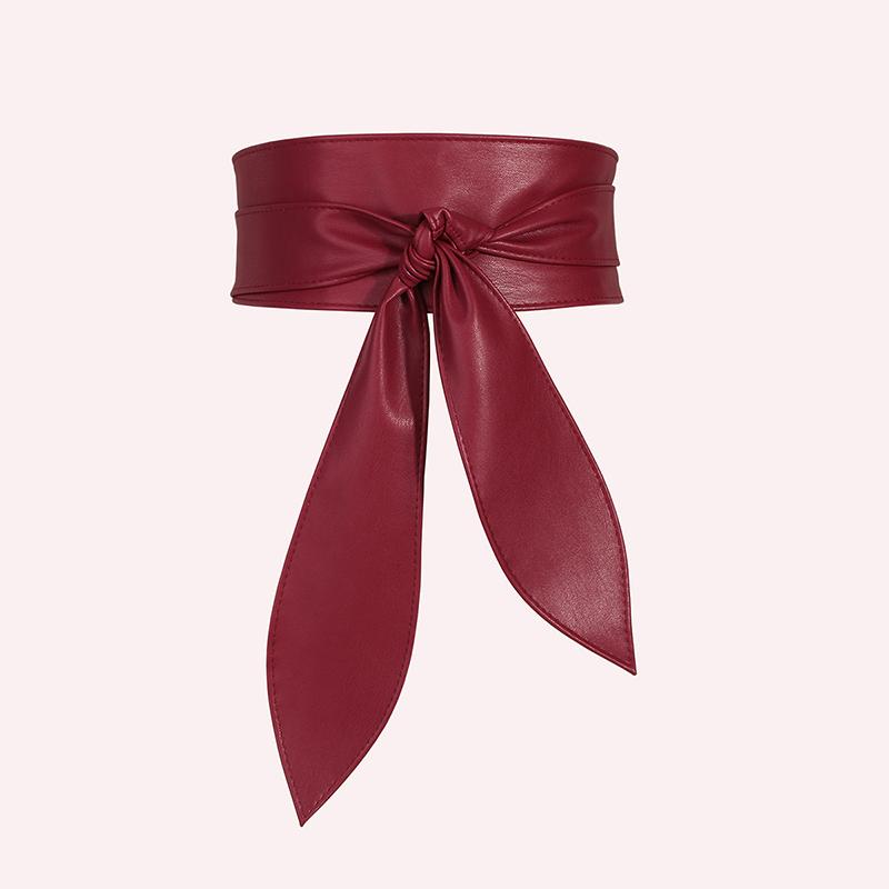 Women's PU Soft Band Wide Belt High Quality Fashion Designer Bow Woman Belts for Dress for Jeans Cummerbunds Solid Color YF1011
