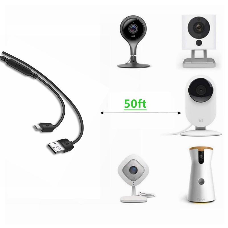 Strong USB To Micro USB Charging Cord for CCTV Camera Power Supply Cable Sturdy and Easy To Use Only for Charging