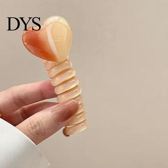 Waterproof Hair Tie 4Pcs Telephone Wire Bands Heart Shape Spiral Ties Unique Cord Headband Rope Elastic Braided Phone Headbands for Girls Women