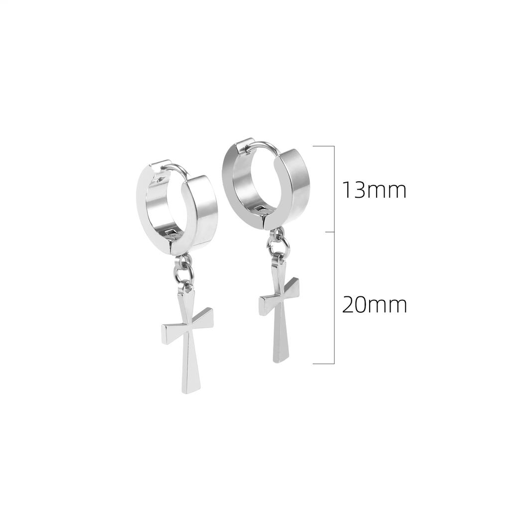 Silver Color Cross Earring for Ladies 316L Stainless Steel Christian Accessories Non-allergic Fashion Eardrop Waterproof Jewelry