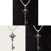 Gothic Vintage Silver Skull Key Necklace With Stainless Steel Chain For Women