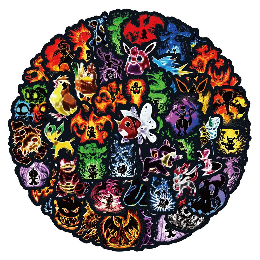 50 Pokemon Doodle Stickers Luggage Refrigerator Helmet Mobile Phone Kettle DIY Decorative Stickers