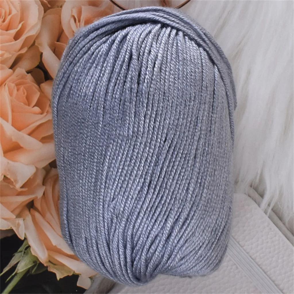 50g Silk Protein Villus Yarn Soft Worsted Hand Knitting Thread 60%Silk Protein 30%Wool 10%Cashmere Skin Friendly Yarn 110m/120yd