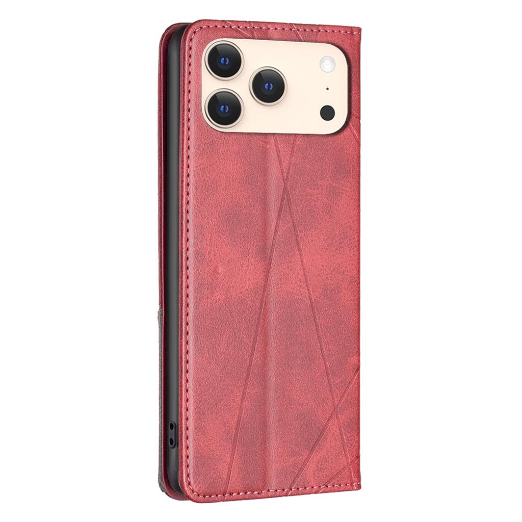 For iPhone 17 Pro Case Card Slots Geometry Imprint Leather Phone Cover