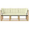 Outdoor Center and Corner Sofa with Cushions 3 Piece Set White