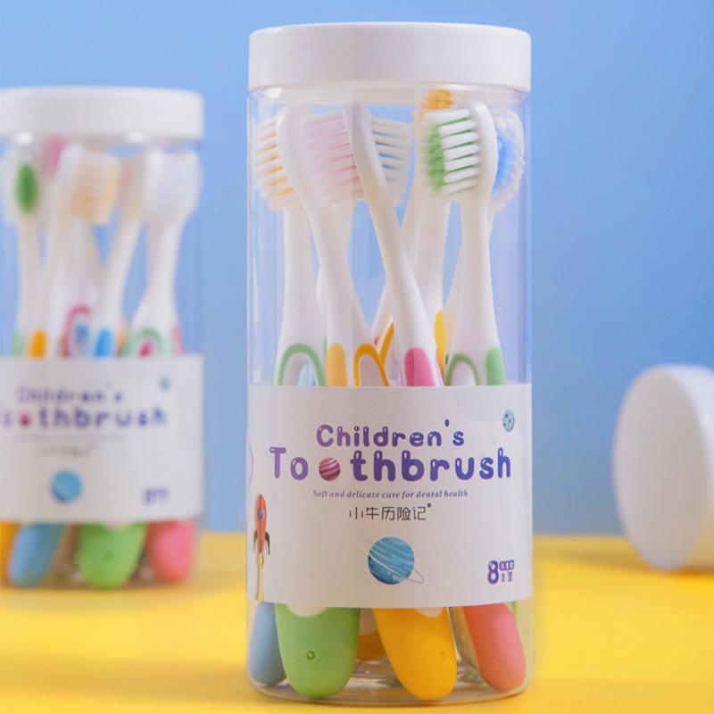 

8 шт. Детская зубная щетка Мягкая щетина Улучшенная зубная щетка Хозяйственные товары Предметы первой необходимости Удобная бочкообразная упаковка