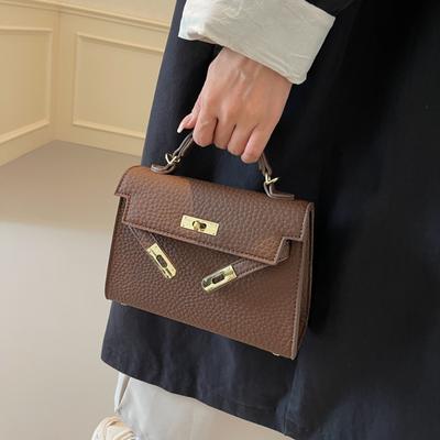 Textured Lock Portable Small Square Bag Women's Bag 2025 New Versatile High Value Classic Shoulder Messenger Bag Fashion