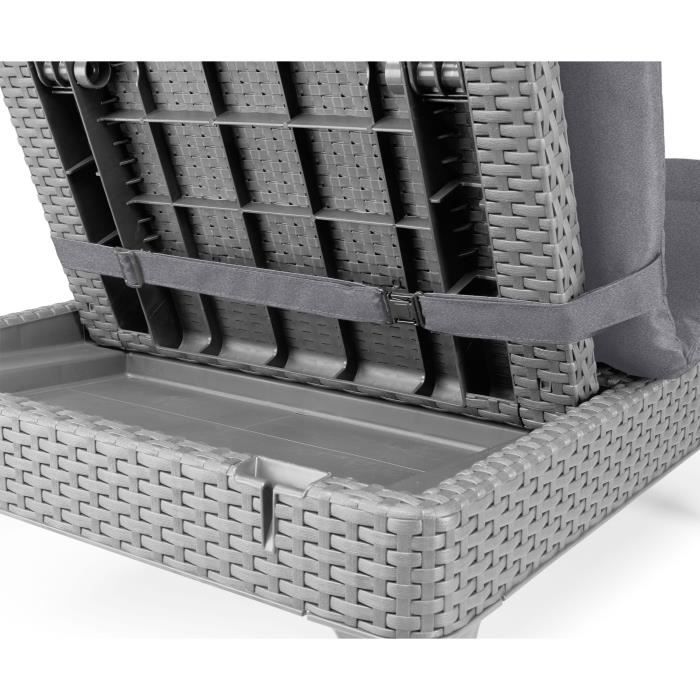 Bain de soleil - Allibert by KETER - Jaipur - en résine imitation rotin tressé - Gris