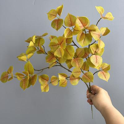 8pcs Cafe Decor Plastic Autumn Color Sapium Sebiferum Leaves Artificial Plant Table Decoration Simulation Bodhi Leaf Green Plant