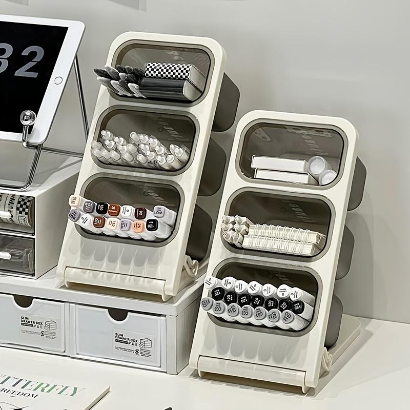 Large Capacity Desk Organizer - Wall Mounted Pen Holder for Markers and Pens | Polished Plastic, Ideal for Students and Office Use