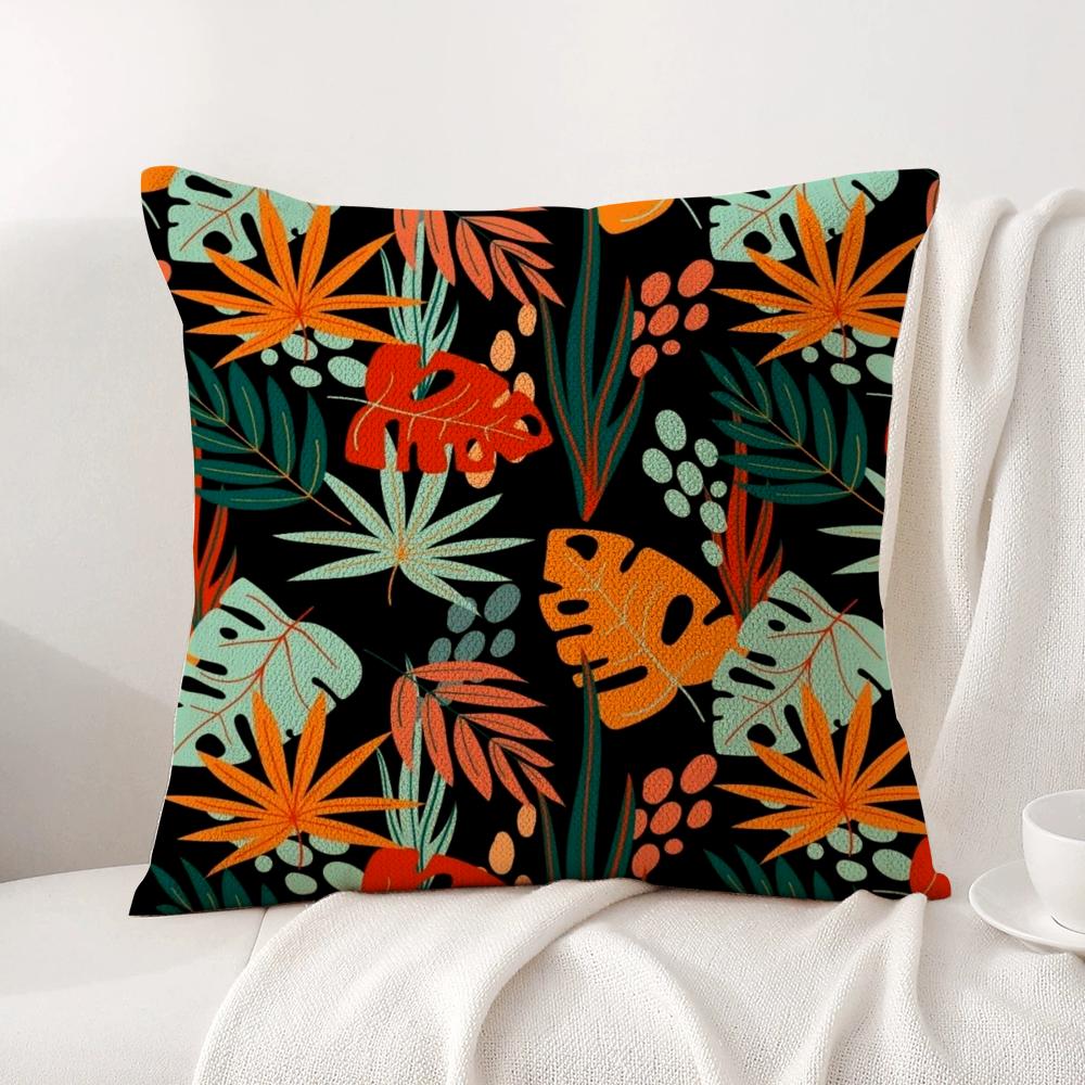 Classic Fresh Floral Pattern Cushion Cover Natural Linen Organic Fabric DoubleSided Printing Sofa Home Decor Gift Pillow Cover