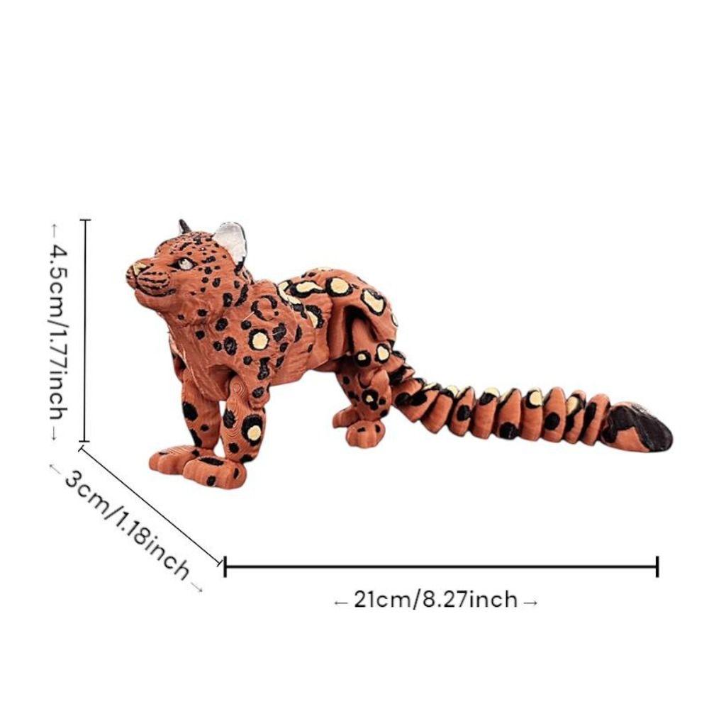 3D Printed Animals Figurine Articulated Simulation Figurine Cute Snow Leopard Model Home Decor