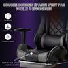 Chaise Gaming FOXSPORT-Ergonomique avec Support Lombaire, Appui-tête et Repose-pied, Hauteur Réglable Inclinable 90 °-180 °-Noir