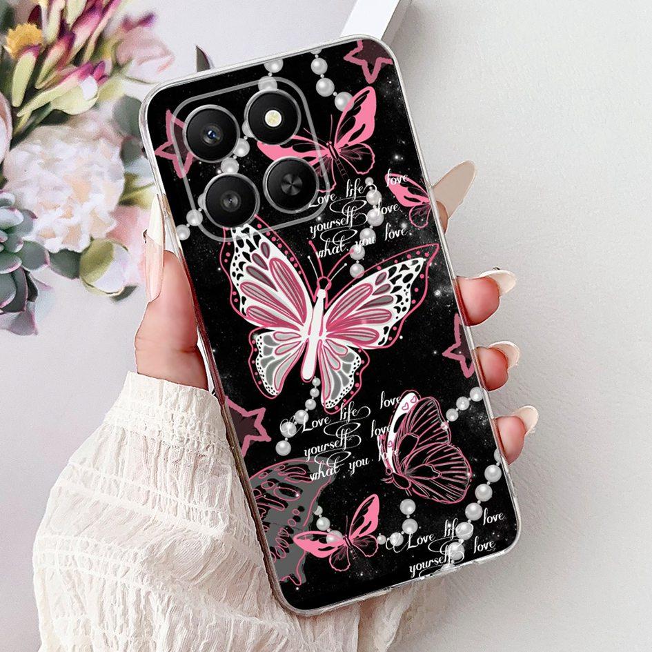 For Honor 400 Smart 2025 Case Fashion Bamboo Flower Soft Silicone Clear Bumper Protective Cover For Honor 400 Lite ABR-NX1 Funda