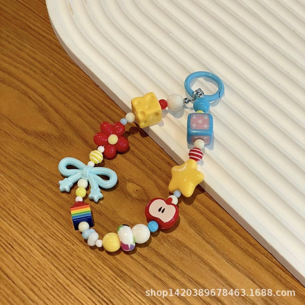 Butterscotch Cat Beaded Mobile Phone Chain Lanyard Versatile Love Bead Chain Keychain Bag Pendant