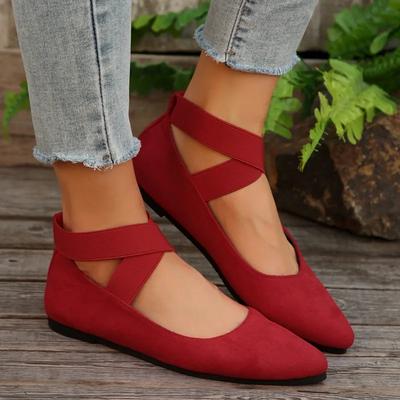 Schuhe Damen Knöchelriemen Damen Ballerinas Täglich Lässige Ballerinas Damen Spitz Zehenbereich Flach Weiche Sohle Übergröße Schuhe Damen