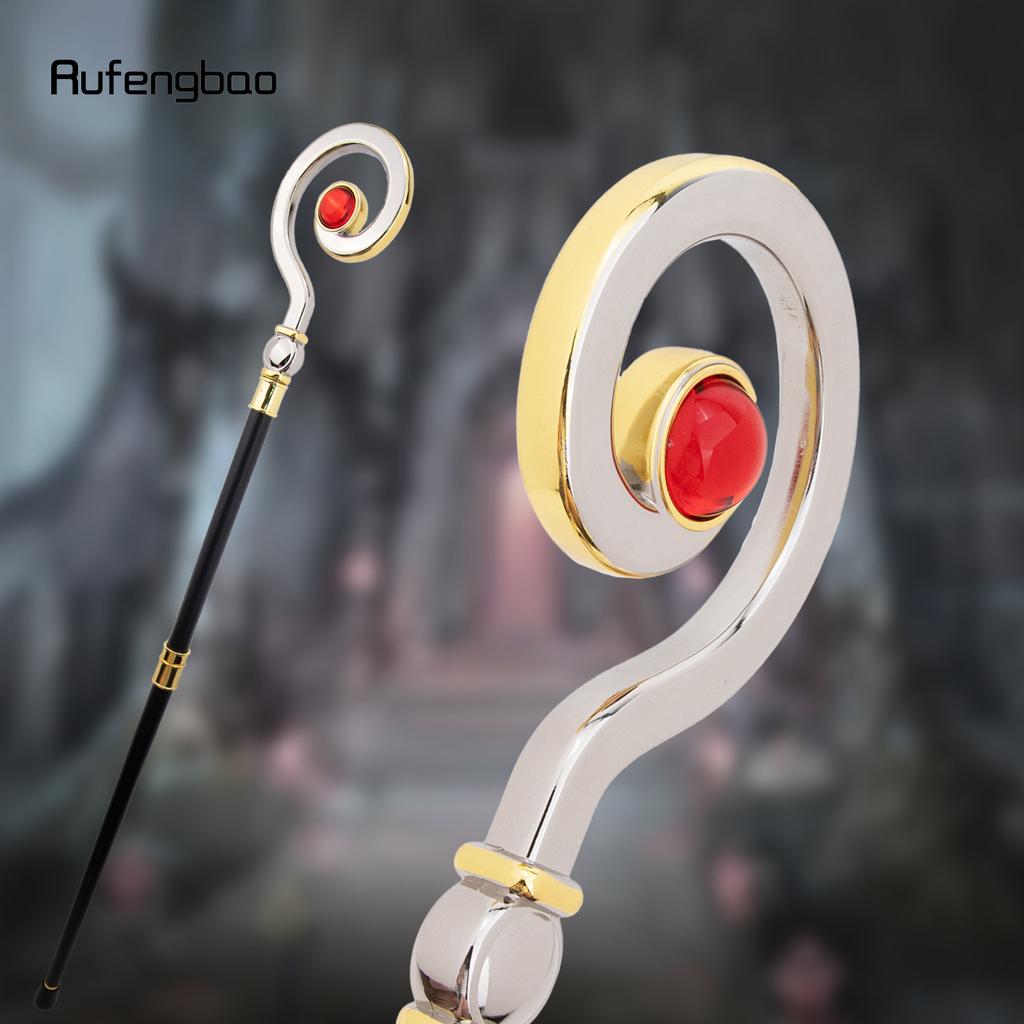 Golden White Hanger Red Diamond Fashion Stick Decorative Cane Elegant Fashion Cane Cosplay Alloy Crosier Vintage Stick 93cm
