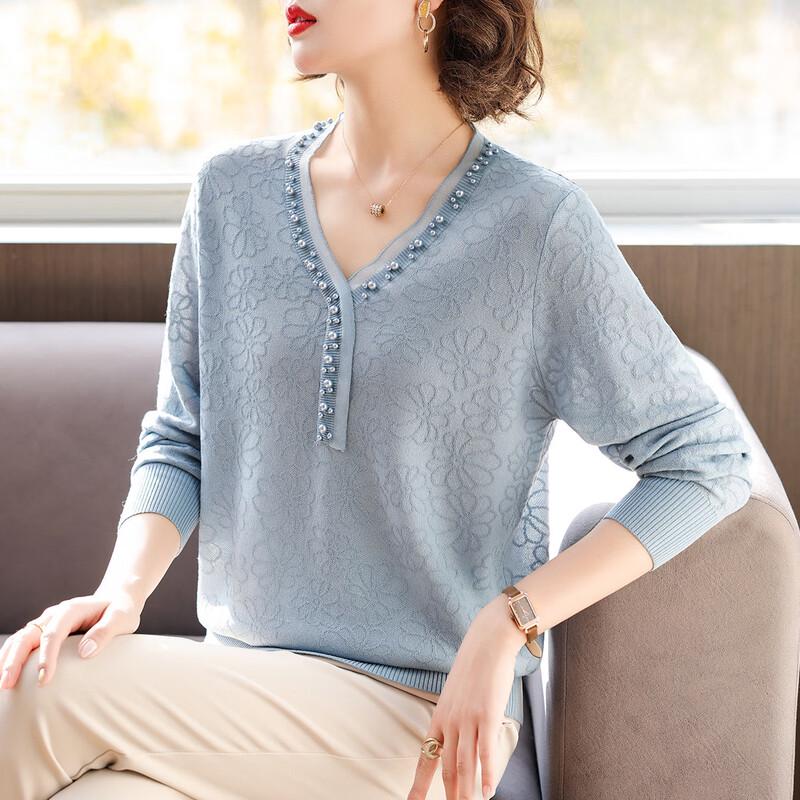 Women's V-Neck Knit Sweater for Autumn
