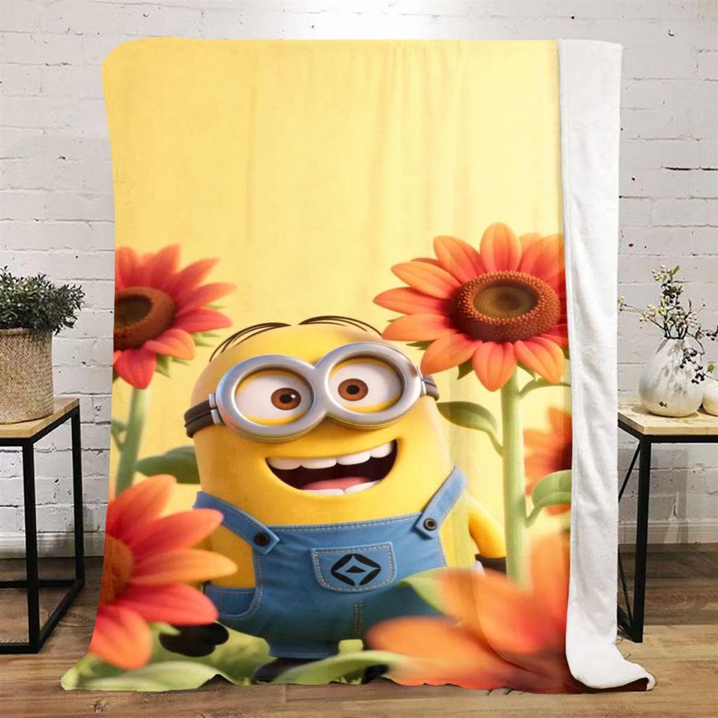 The Minions Sunflower Adventure Blanket Is Suitable for Beds, Sofas, and Various Other Occasions, Making It A Perfect Gift.