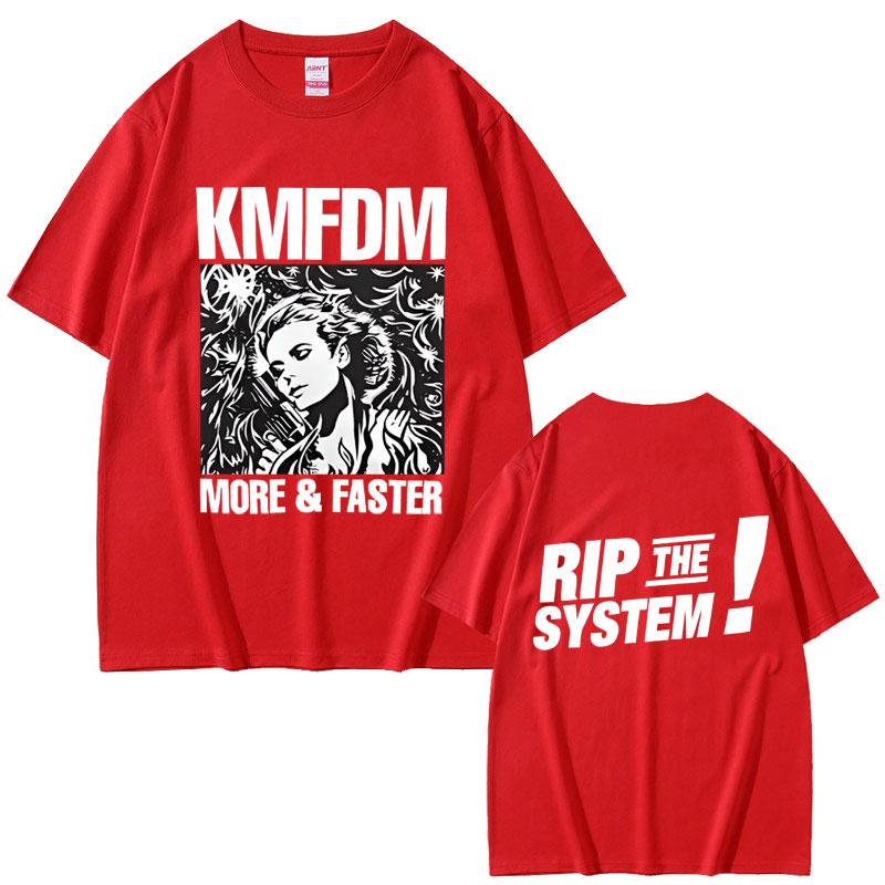 Vintage Hardcore Alternative Rock Kmfdm More and Faster Rip The System T-shirt Men Women Fashion Harajuku Streetwear T Shirts