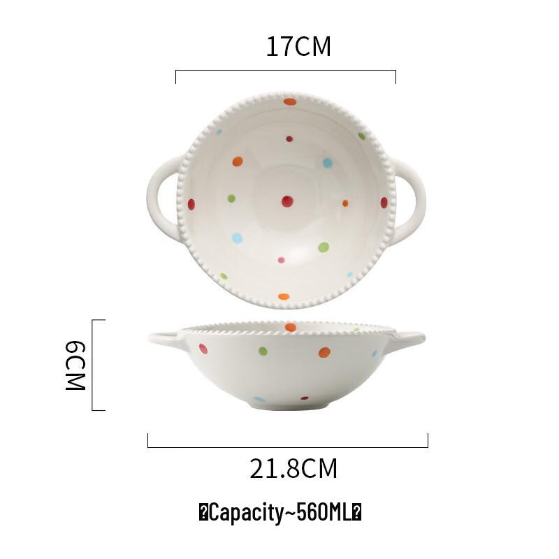 YiPan Polka Dot Bone China Soup Bowl