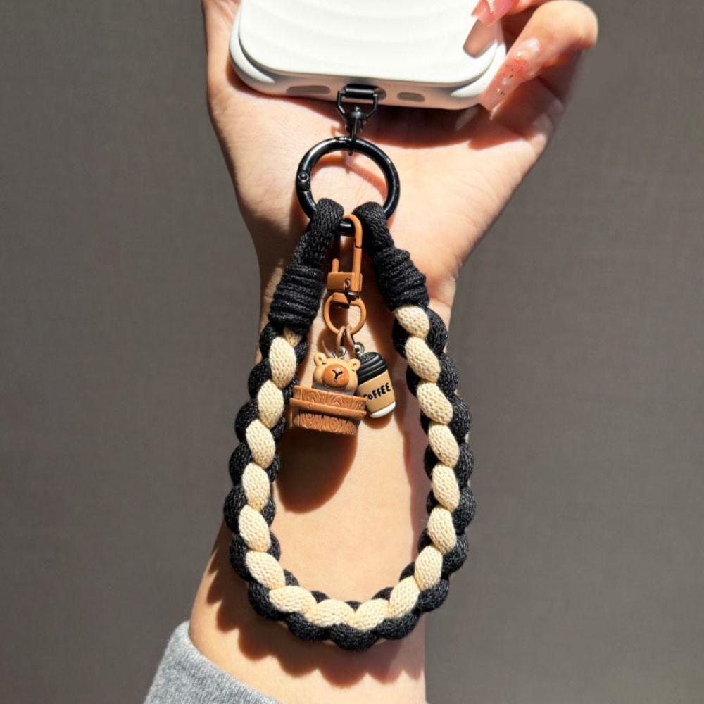 Detachable Capybara Phone Pendant Anti-lost Phone Strap Mobile Phone Lanyard Weave Rop Short Capybara Dolls Keychain