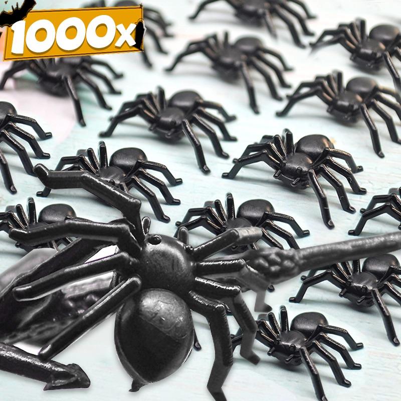 50/1000Pcs Realistic Spider Halloween Christmas Decoration Plastic Mini Spider Black Haunted House Cake Top Decorations Toys