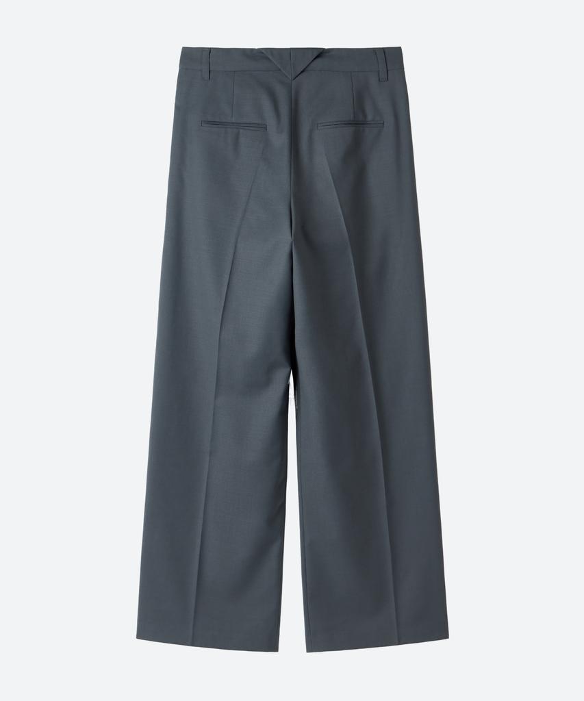 MOONSUN Wide Two-Tuck Slacks / Blue Gray