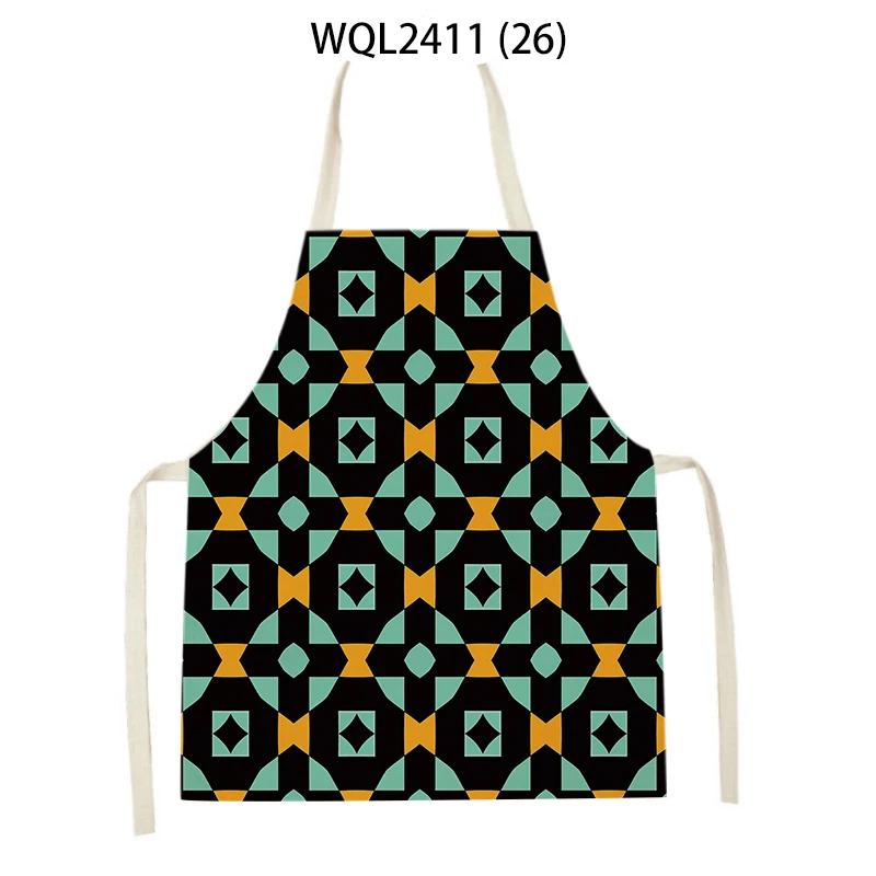 Geometry Stripe Triangles Pattern Kitchen Apron for Women Linen Bibs House Cleaning Pinafore Home Cooking Apron Accessories