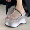 Fashion Mesh Super-high Heels Women Slippers Designer Heeled Shoes Fashion Woman Sandals Summer 2025 Brand Pumps New Chaussures Femme