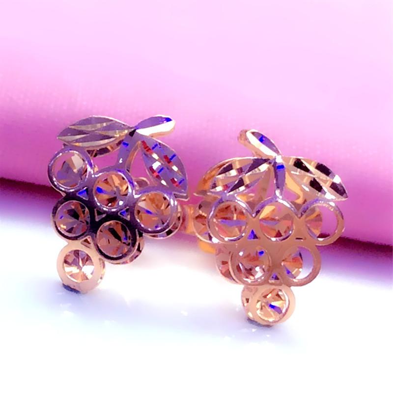 Серьги-гвоздики с покрытием из розового золота, фиолетового золота, блестящего цвета, золотые, в виде винограда, стильные, маленькие серьги