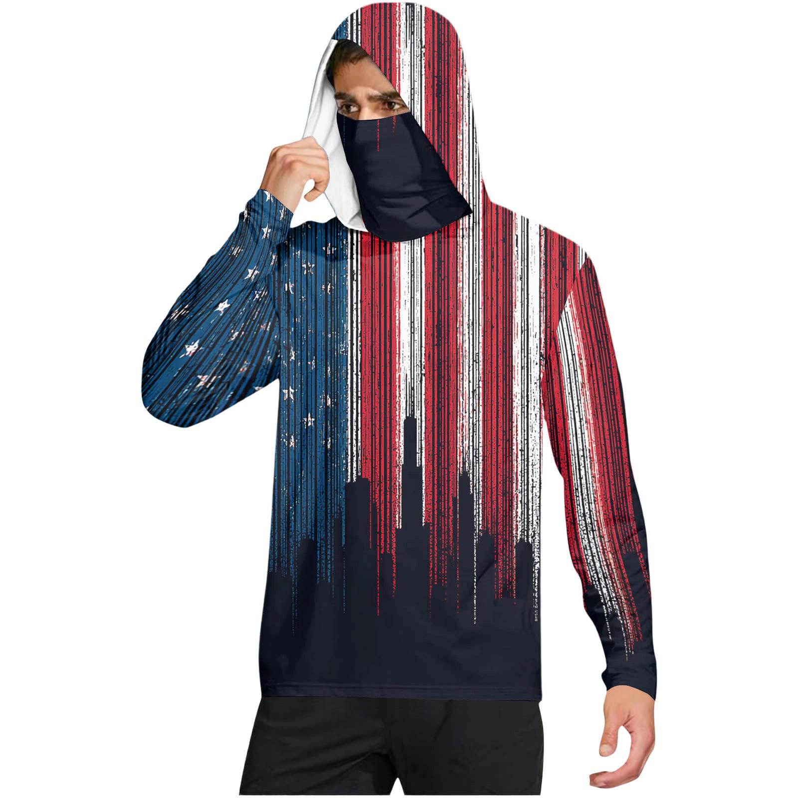 

Men s Casual Tie-Dye Print Hooded Long Sleeve Sun Protection Shirt Lightweight Breathable Outdoor Top for Daily Wear and Sports XXXL синий