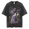 Vintage Washed TShirt Men Summer Streetwear T-shirt JoJo Bizarre Adventure Anime High Quality Cotton Casual Short Sleeve Tshirt