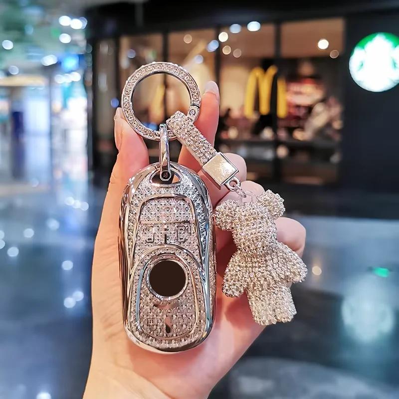 Suitable For 24 Buick Gl8 Keycase Avenir Keycover Key Shell Keychain Car Case Buckle Cute Bear Keychain Sparkling Car Key Case