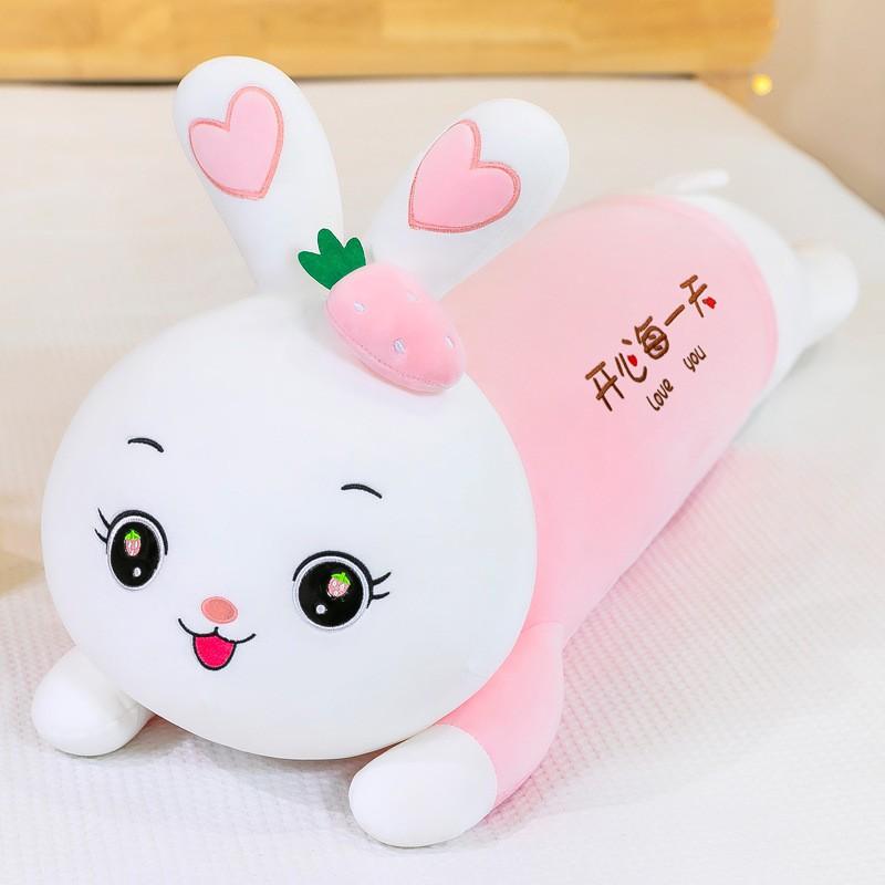Strawberry Plush Rabbit Toy Long Body Stuffed Animal Girls Sleep Pillow Birthday Gift Soft Cuddly Companion