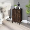 Bedside Table - Maison Exclusive - Smoked Oak - Engineered Wood - 2 Compartments, Metal Legs