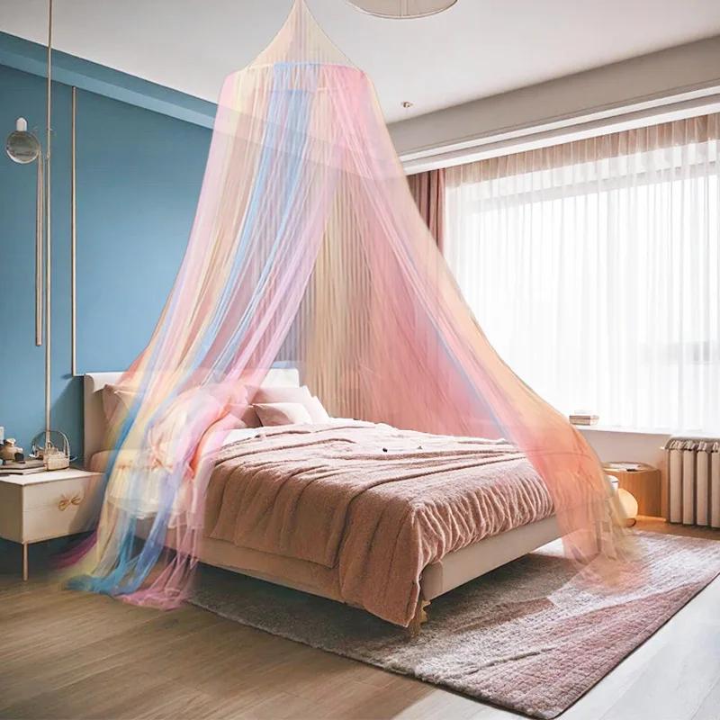 Regenbogen Bettvorhang Polyester Moskitonetz Prinzessinnenbett Vorhänge Von der Decke Schlafzimmer Dekoration für Mädchen