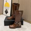 High Heel Skinny Boots Women's 2025 New Retro Brown Boots Medium Tube Tall Knight Boots Western Cowboy Boots