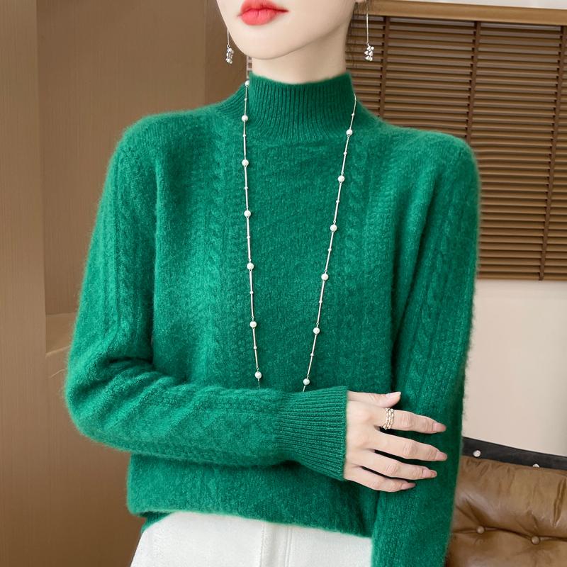 Women Sweater 100% Wool MODERN NEW SAGA Turtleneck Knit Pullover Thick Winter Jumpers Female Knit Tops