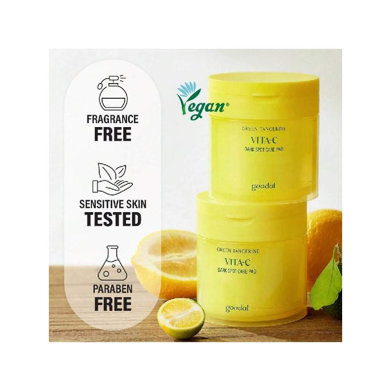 Goodal Green Tangerine Vita C Toner Pads   160ml X 70 Pads, Korean Skin Care, K-Beauty, Glass Skin, Pore Care