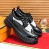 2025 Men's Black & White Plus Size Rivet Leather Shoes - Height Increasing, Thick Sole, Formal/Casual Fashion