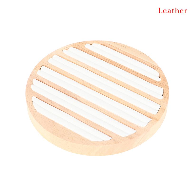 

Круглый плоский держатель для хранения ювелирных изделий, поднос для показа колец для домашнего магазина, коммерческого использования Leather белый