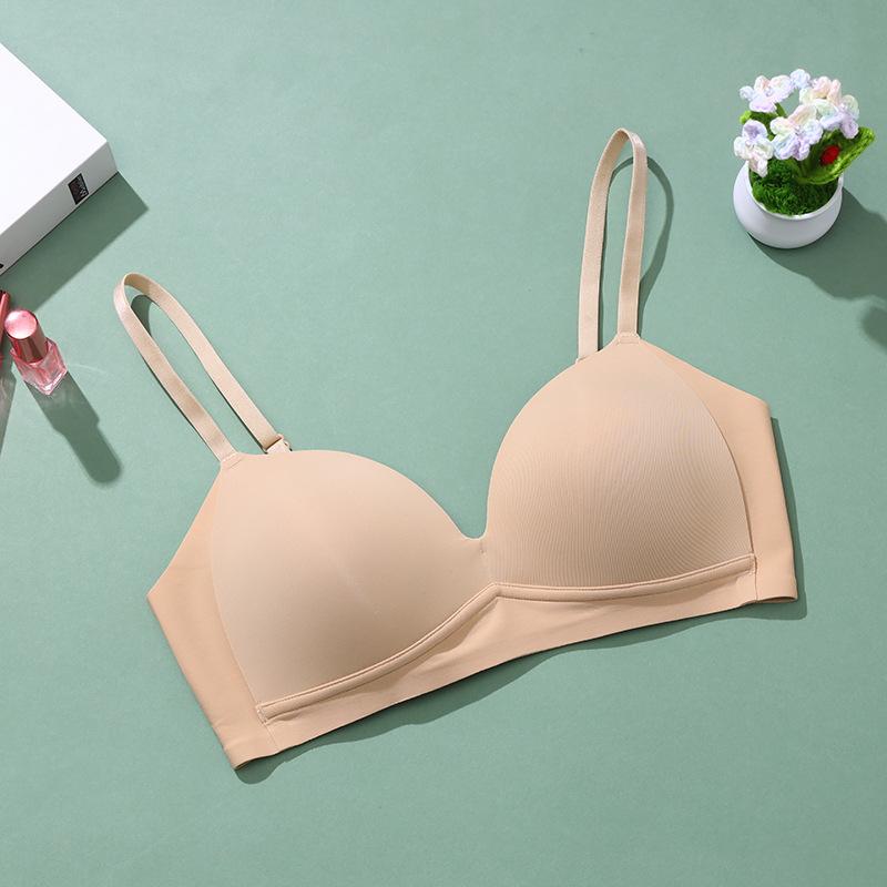 Bügel-BH Damen-BH ohne Abdrücke und atmungsaktiv kleine Brüste angehoben, um ein Hängen zu verhindern Herbst glänzender Damen-Stil