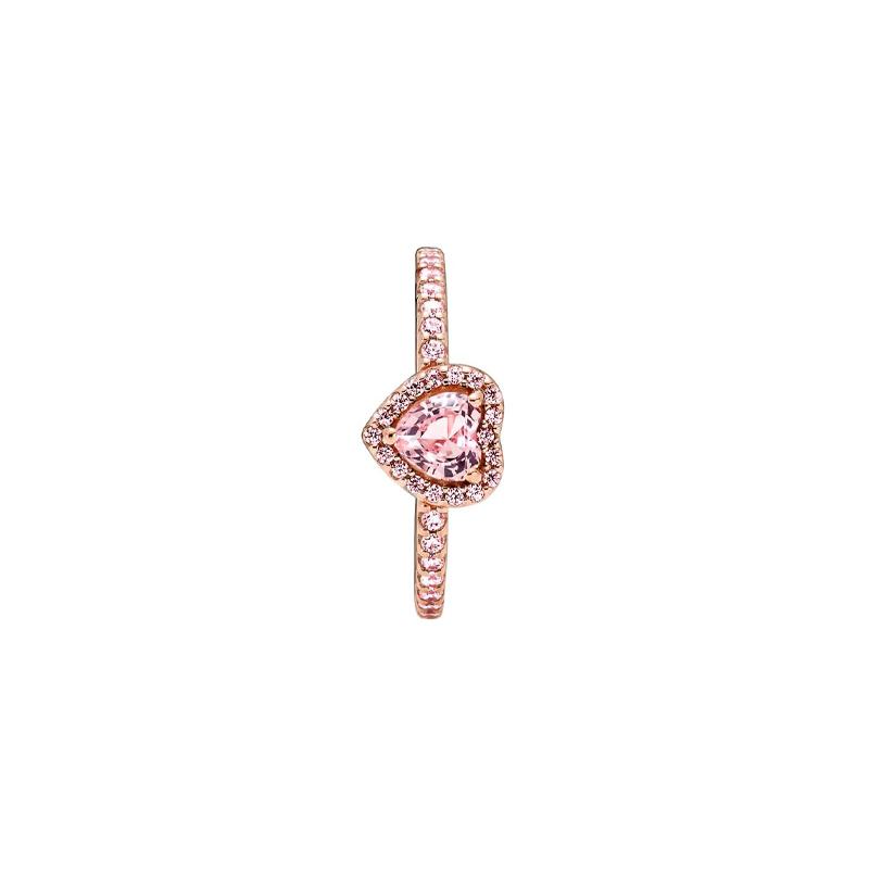 Pandora Shining heart of joy, exquisite temperament, synthetic cubic zirconia ring, women's pink Pink 52 Mirror Jewelry Box