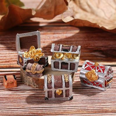 1Pc Miniature Cashbox Pirate Adventure Game Doll House Ornament Treasure Chest Figurine Micro Landscape Creative Jewelry Box Hot
