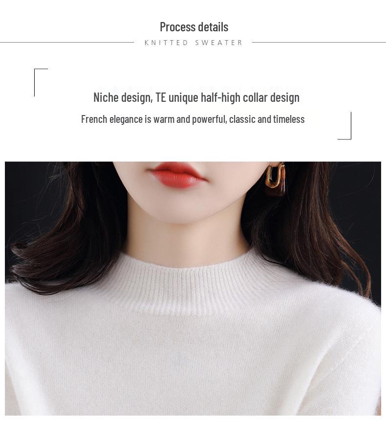 Women's High Neck Wool Sweater - Seamless, Solid Color, Warm Base Layer for Casual or Commuter Wear in Autumn and Winter