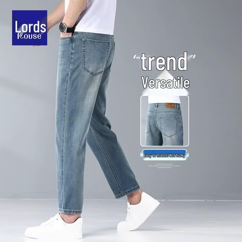 Loze Men's Tencel Cool-Feel Straight Cropped Jeans
