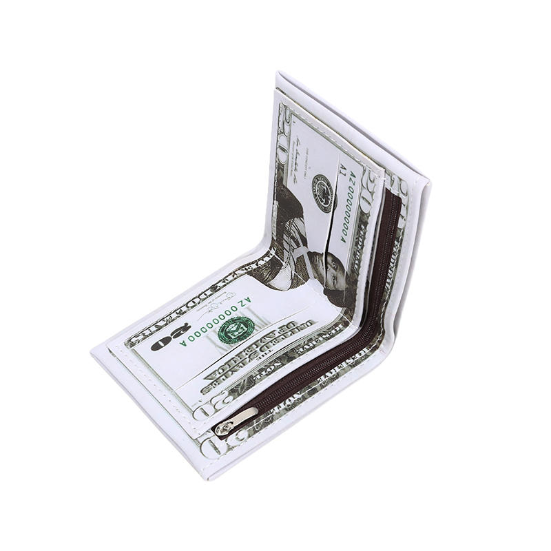Men'S Personalized Us Dollar Bill Pattern Double Fold Retro Wallet With Creative Style Multiple Card Slots Double Fold Classic Short Wallet
